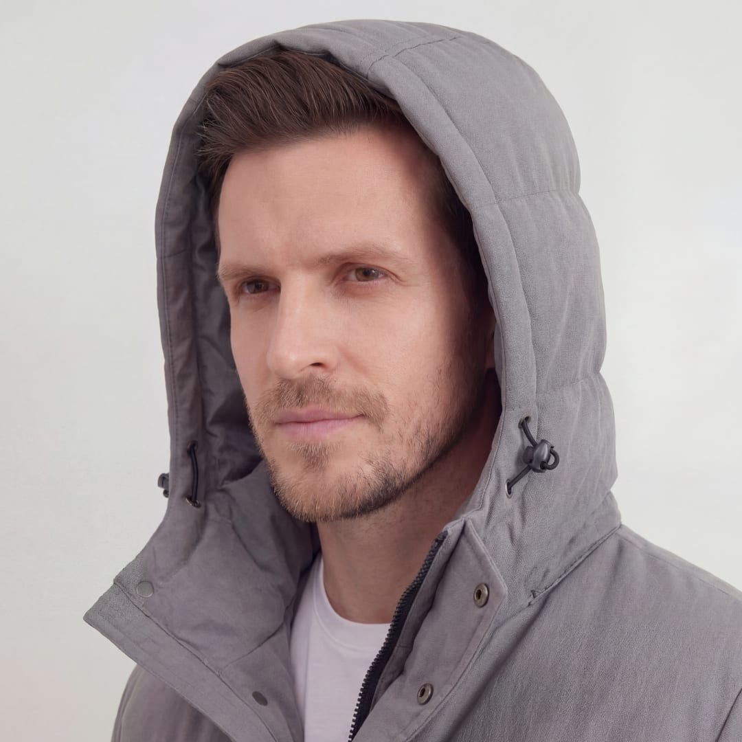 Lombard Gray Hooded Puffer Jacket_5