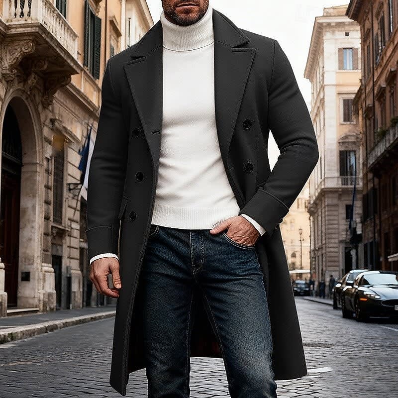 Benjamin Double Breasted Long Overcoat_8
