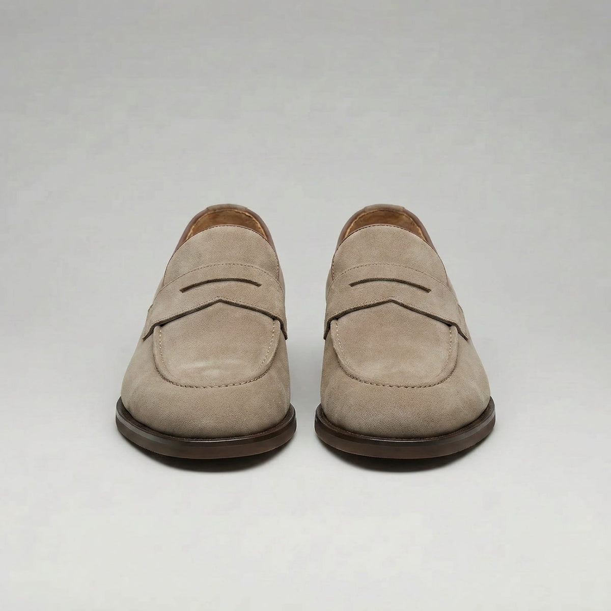 Macklin Beige Suede Penny Loafers_5
