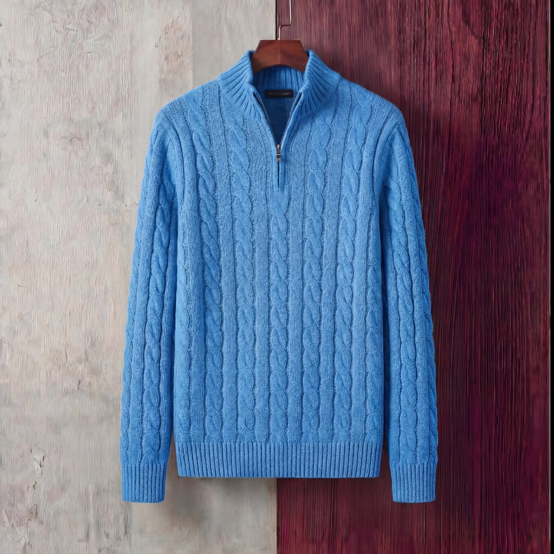 Parker Cable Knit Quarter Zip Sweater_6