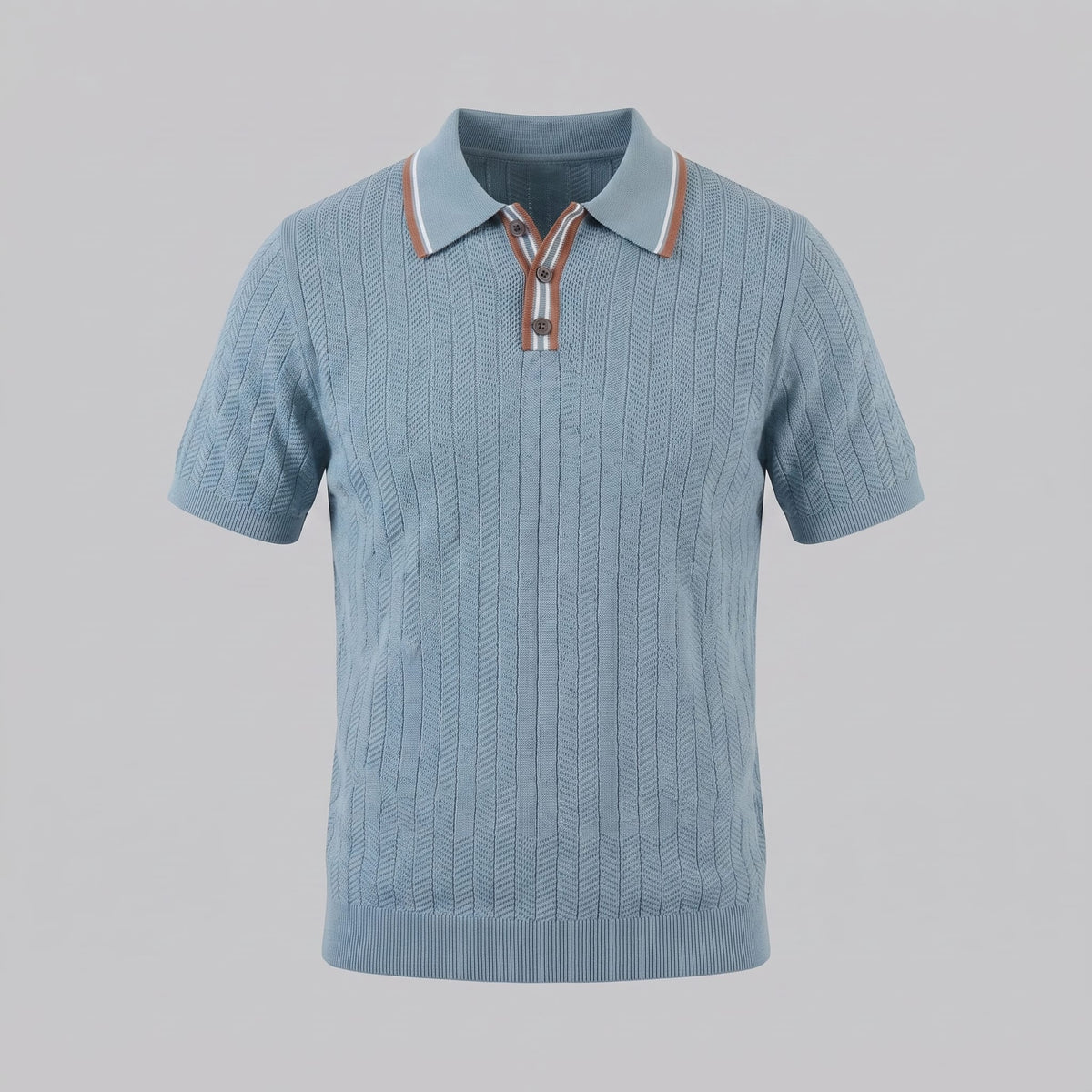 Ridge Contrast Collar Ribbed Knit Polo_14
