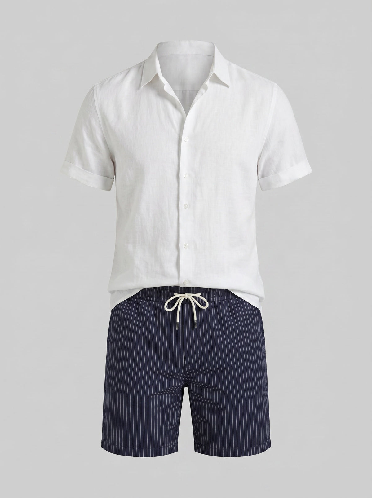 Colin Linen Shirt and Drawstring Shorts Set_5