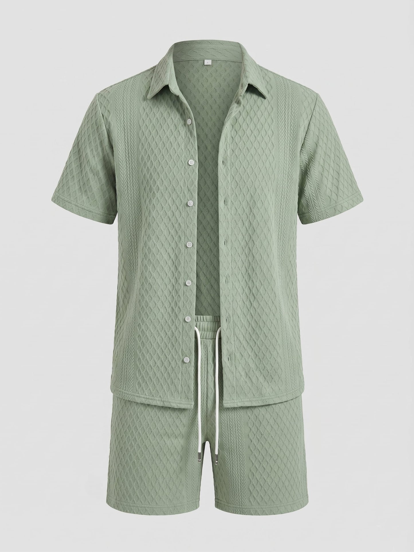 Dexter Waffle Texture Shirt and Shorts Set_15