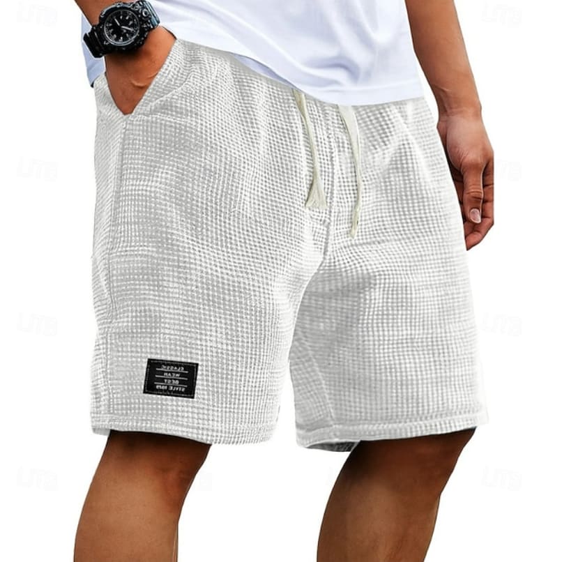 Hayden Textured Elastic Waist Summer Shorts_8