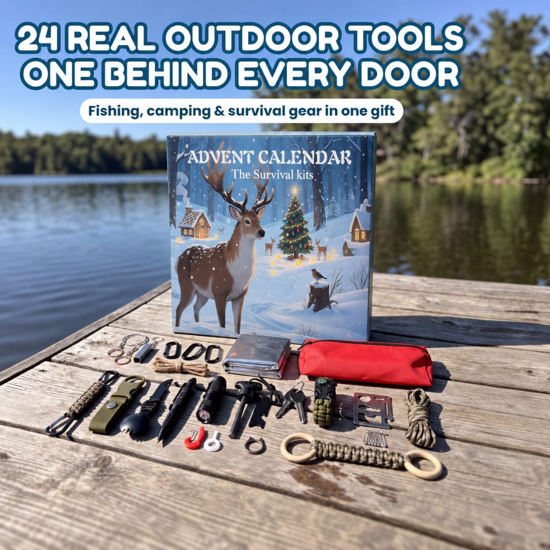 Outdoorsman Advent Calendar 2026 with 24 Fishing and Survival Tools Holiday Countdown Gift for Him