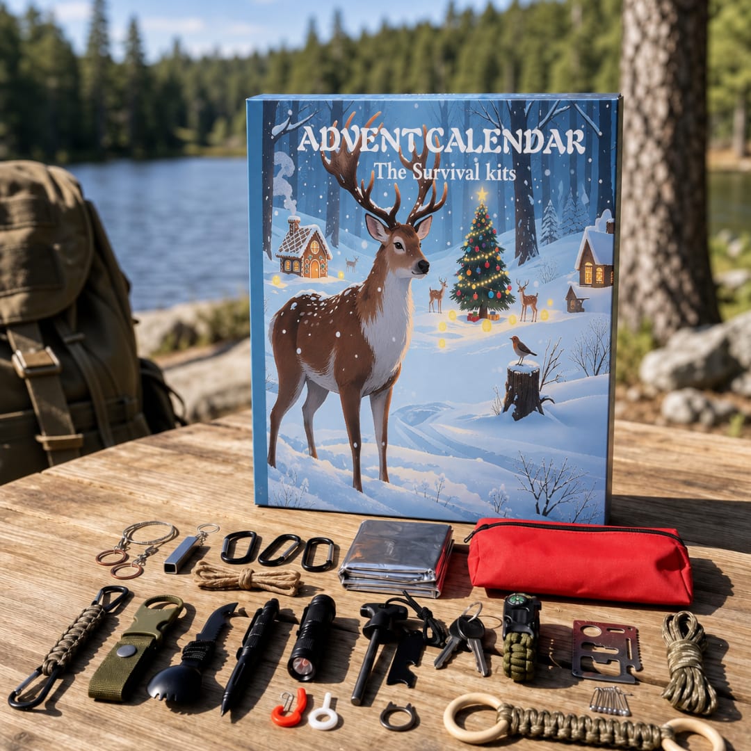 Outdoorsman Advent Calendar 2026 with 24 Fishing and Survival Tools Holiday Countdown Gift for Him