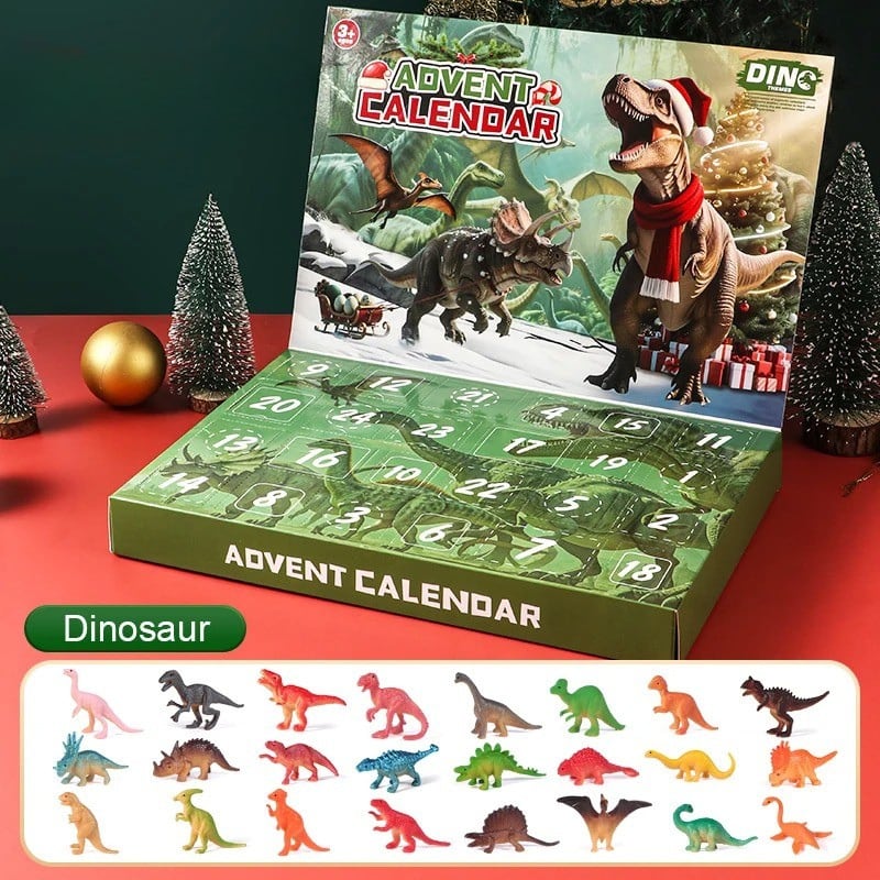Dinosaur Advent Calendar 2026 with 24 Realistic Dino Figures Holiday Countdown for Kids