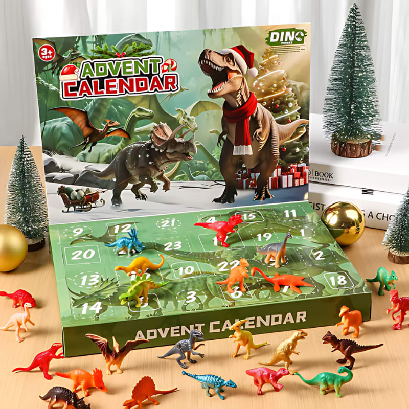 Dinosaur Advent Calendar 2026 with 24 Realistic Dino Figures Holiday Countdown for Kids