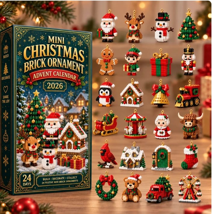Brick Ornament Advent Calendar 2026 with 24 Buildable Christmas Ornaments Holiday Countdown