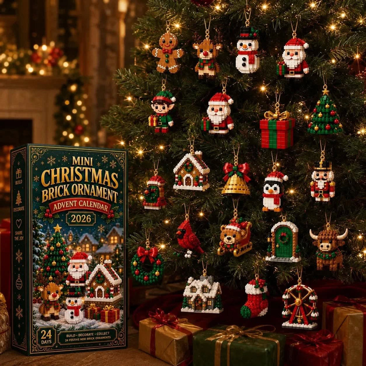 Brick Ornament Advent Calendar 2026 with 24 Buildable Christmas Ornaments Holiday Countdown_5