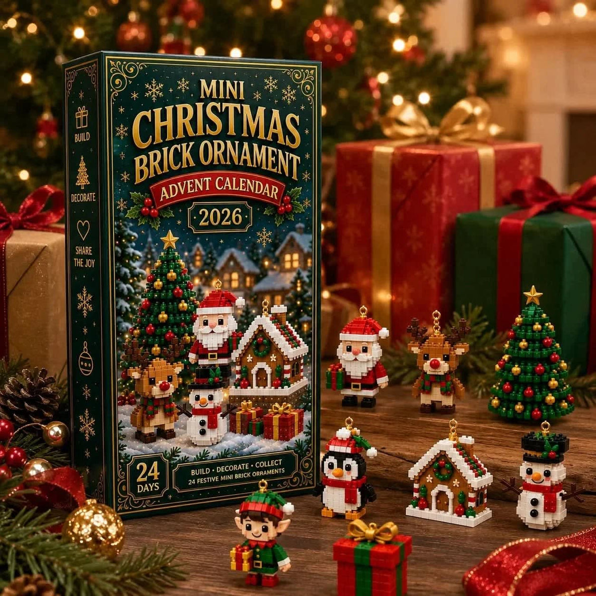 Brick Ornament Advent Calendar 2026 with 24 Buildable Christmas Ornaments Holiday Countdown_6