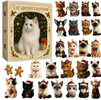 Cat Advent Calendar 2026 with 24 Acrylic Cat Ornaments Holiday Countdown Gift for Cat Lovers
