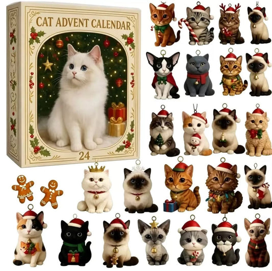 Cat Advent Calendar 2026 with 24 Acrylic Cat Ornaments Holiday Countdown Gift for Cat Lovers_1