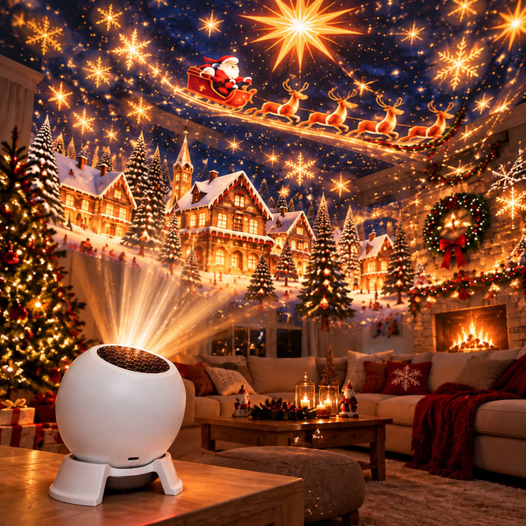 Christmas Projector Night Light 360 Degree Rotating Ceiling Projector Lamp Holiday Decoration for Kids Bedroom