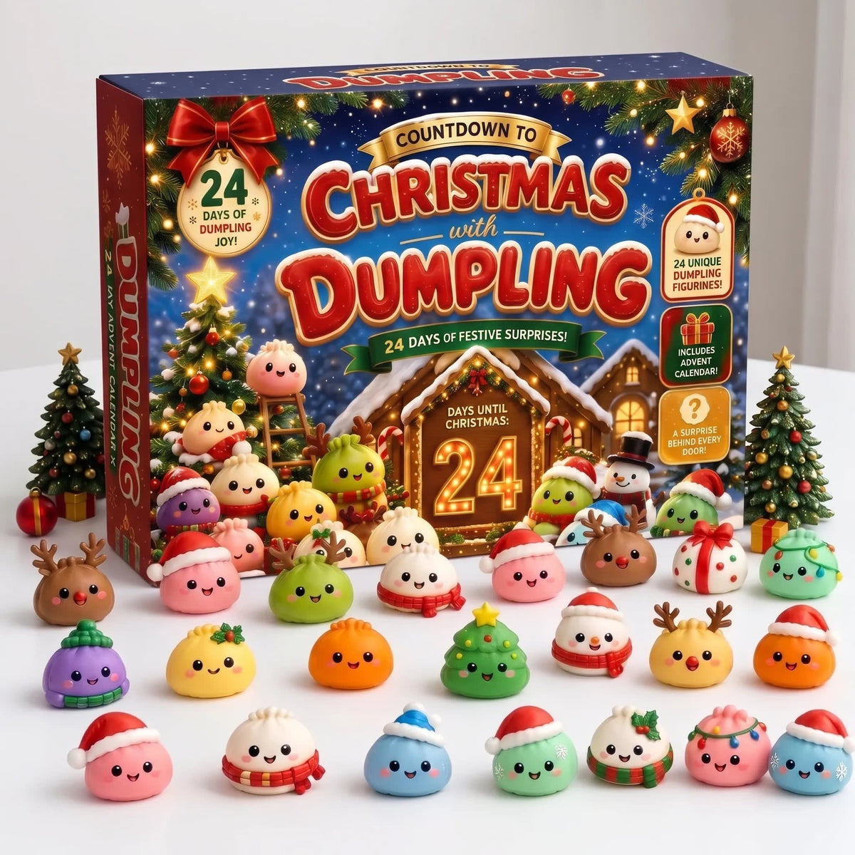 Squishy Dumpling Advent Calendar 2026 with 24 Soft Christmas Figures Holiday Countdown for Kids_3