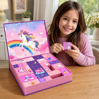 Unicorn Advent Calendar 2026 with Hair Accessories and Stickers Holiday Countdown for Kids