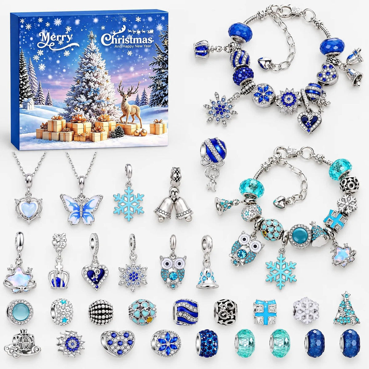Charm Bracelet Advent Calendar 2026 with 22 Christmas Charms and 2 Bracelets Holiday Countdown Jewelry Gift_2