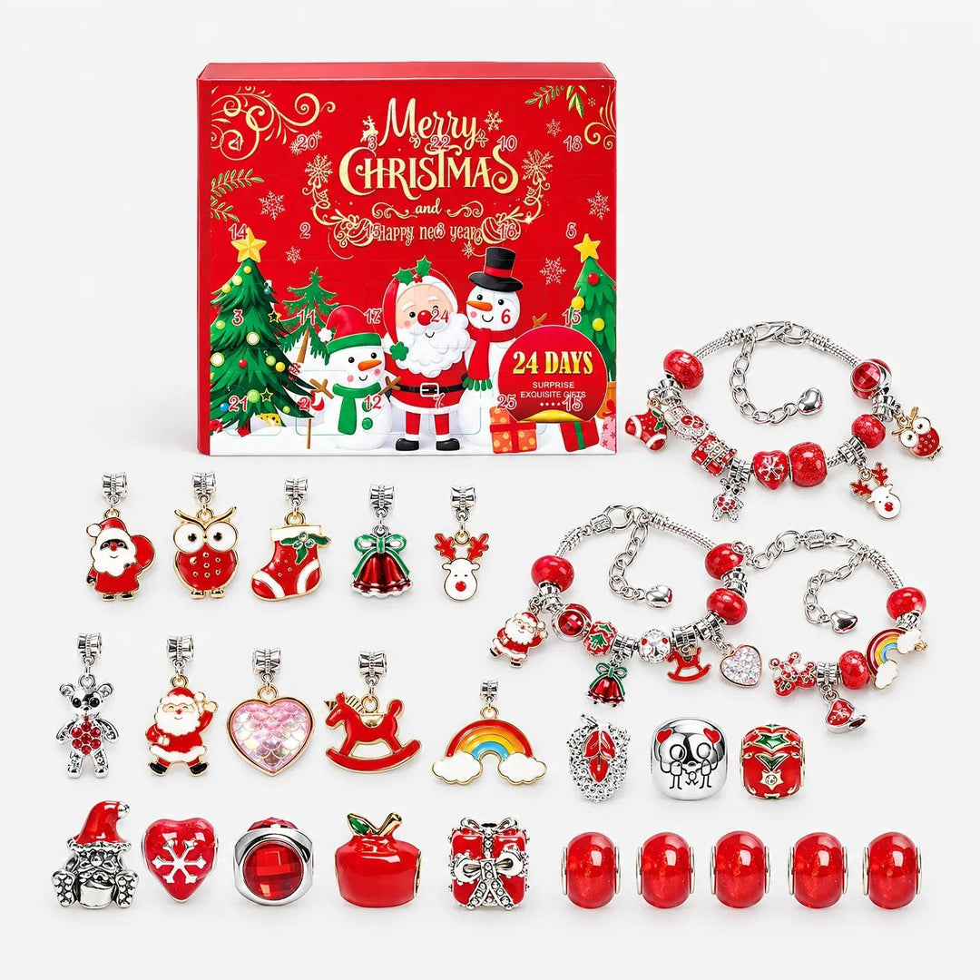 Charm Bracelet Advent Calendar 2026 with 22 Christmas Charms and 2 Bracelets Holiday Countdown Jewelry Gift
