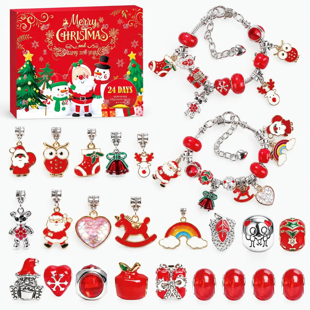 Charm Bracelet Advent Calendar 2026 with 22 Christmas Charms and 2 Bracelets Holiday Countdown Jewelry Gift