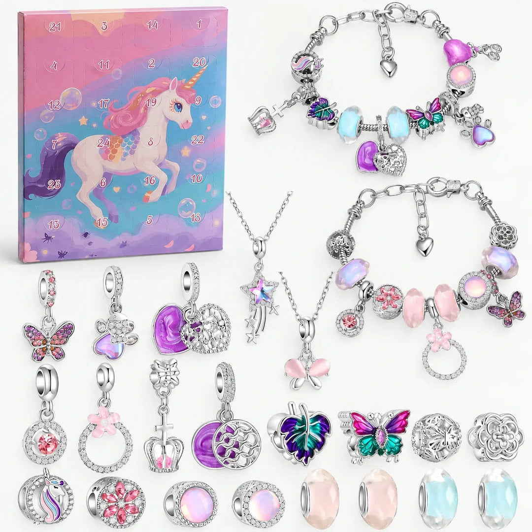 Charm Bracelet Advent Calendar 2026 with 22 Christmas Charms and 2 Bracelets Holiday Countdown Jewelry Gift