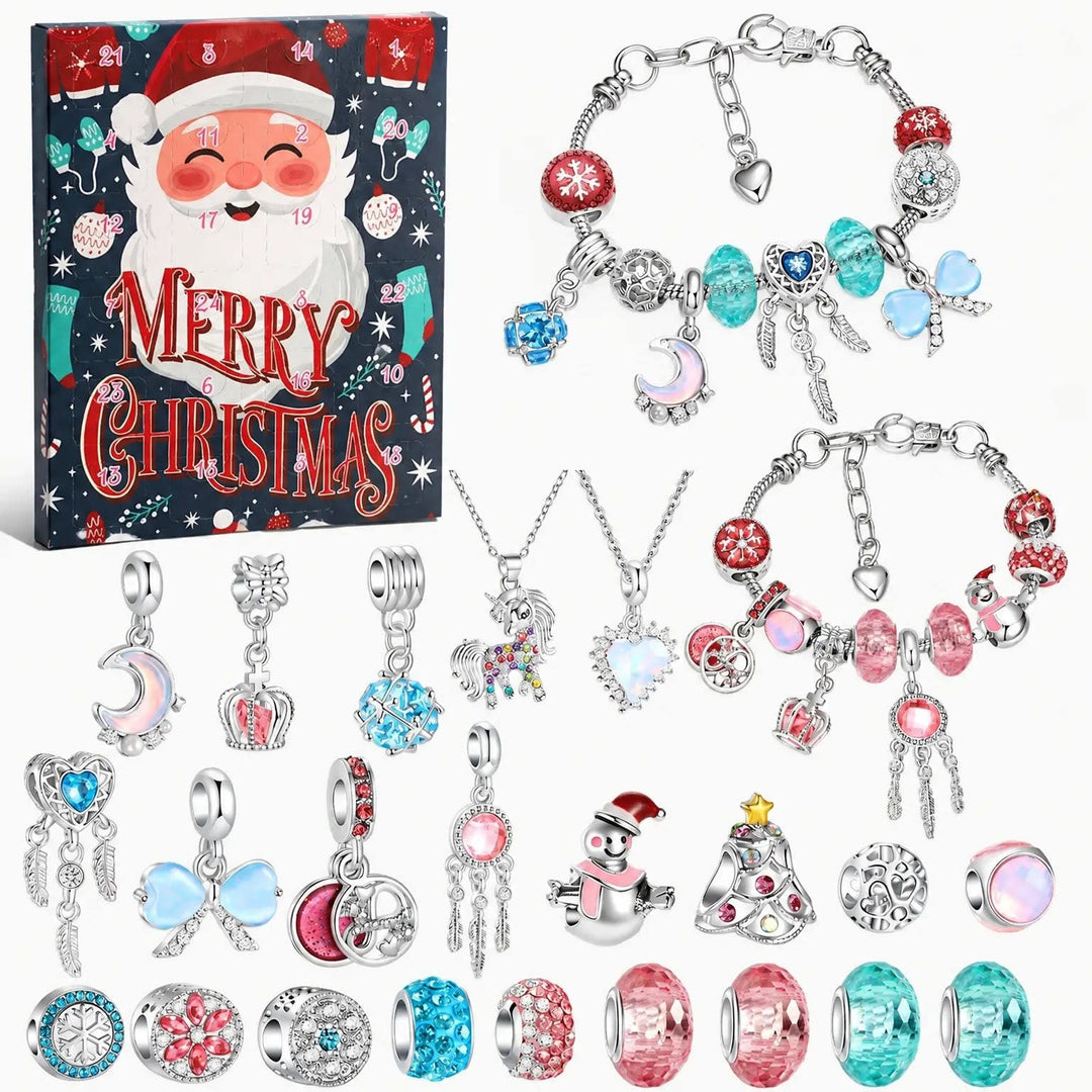 Charm Bracelet Advent Calendar 2026 with 22 Christmas Charms and 2 Bracelets Holiday Countdown Jewelry Gift