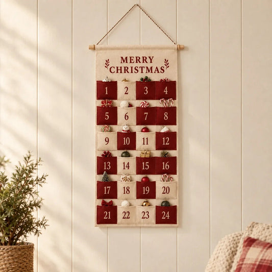Fabric Advent Calendar 2026 with 24 Pockets to Fill Holiday Countdown Reusable Wall Hanging_1