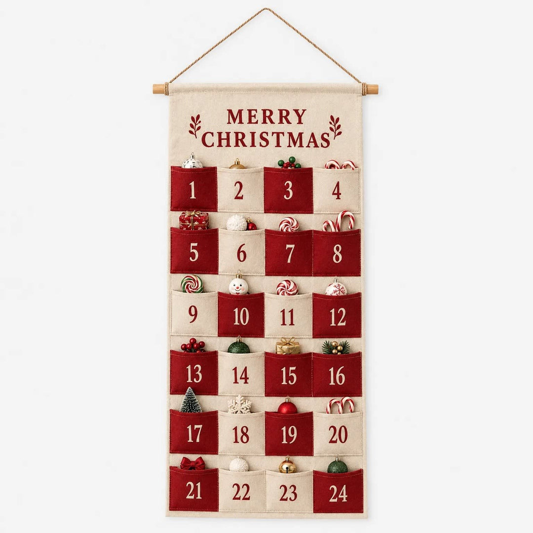 Fabric Advent Calendar 2026 with 24 Pockets to Fill Holiday Countdown Reusable Wall Hanging