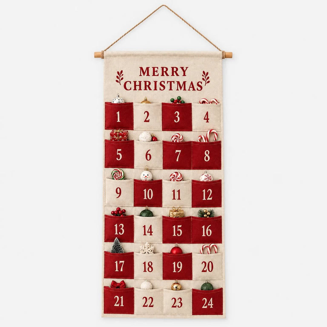Fabric Advent Calendar 2026 with 24 Pockets to Fill Holiday Countdown Reusable Wall Hanging