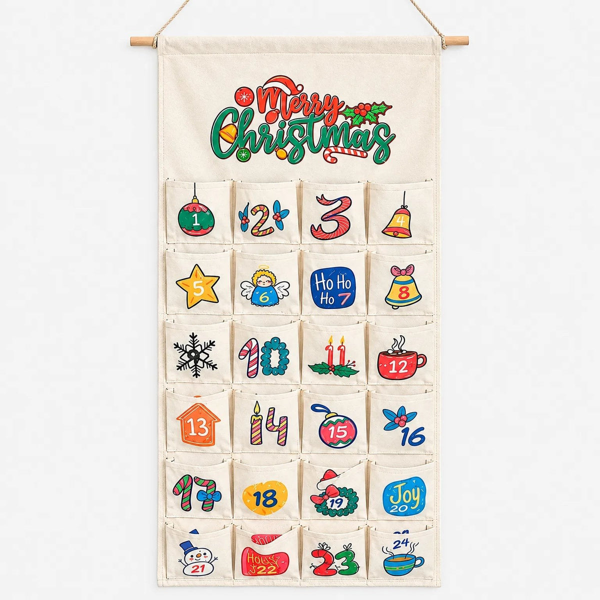 Hanging Advent Calendar 2026 with 24 Fillable Fabric Pockets Holiday Countdown Reusable_3