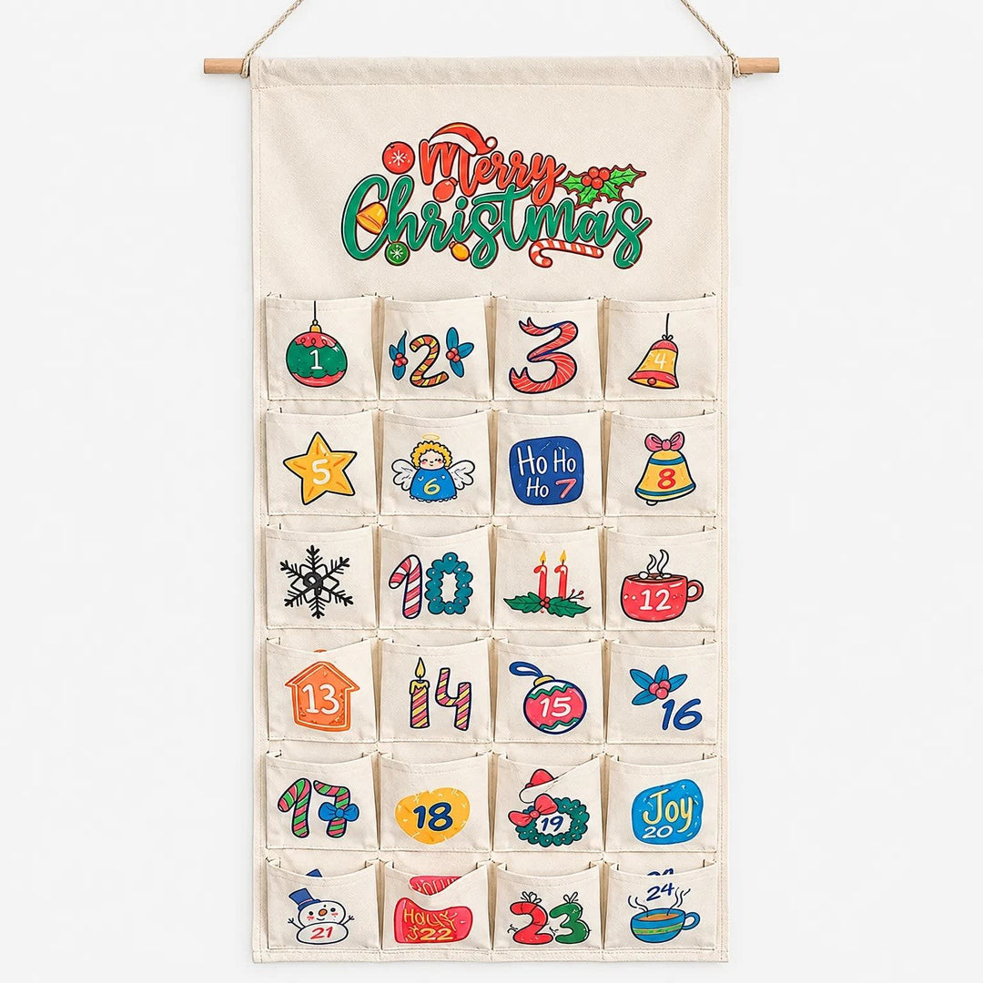 Hanging Advent Calendar 2026 with 24 Fillable Fabric Pockets Holiday Countdown Reusable