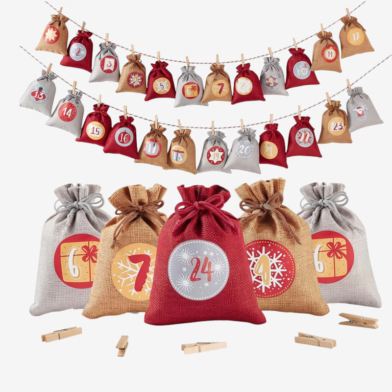 Reusable Advent Calendar 2026 with 24 Numbered Bags and Hanging Cord Holiday Countdown_1