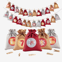Reusable Advent Calendar 2026 with 24 Numbered Bags and Hanging Cord Holiday Countdown