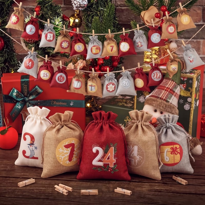 Reusable Advent Calendar 2026 with 24 Numbered Bags and Hanging Cord Holiday Countdown_7