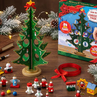 Wooden Christmas Tree Advent Calendar 2026 with 24 Mini Ornaments Holiday Countdown for Kids