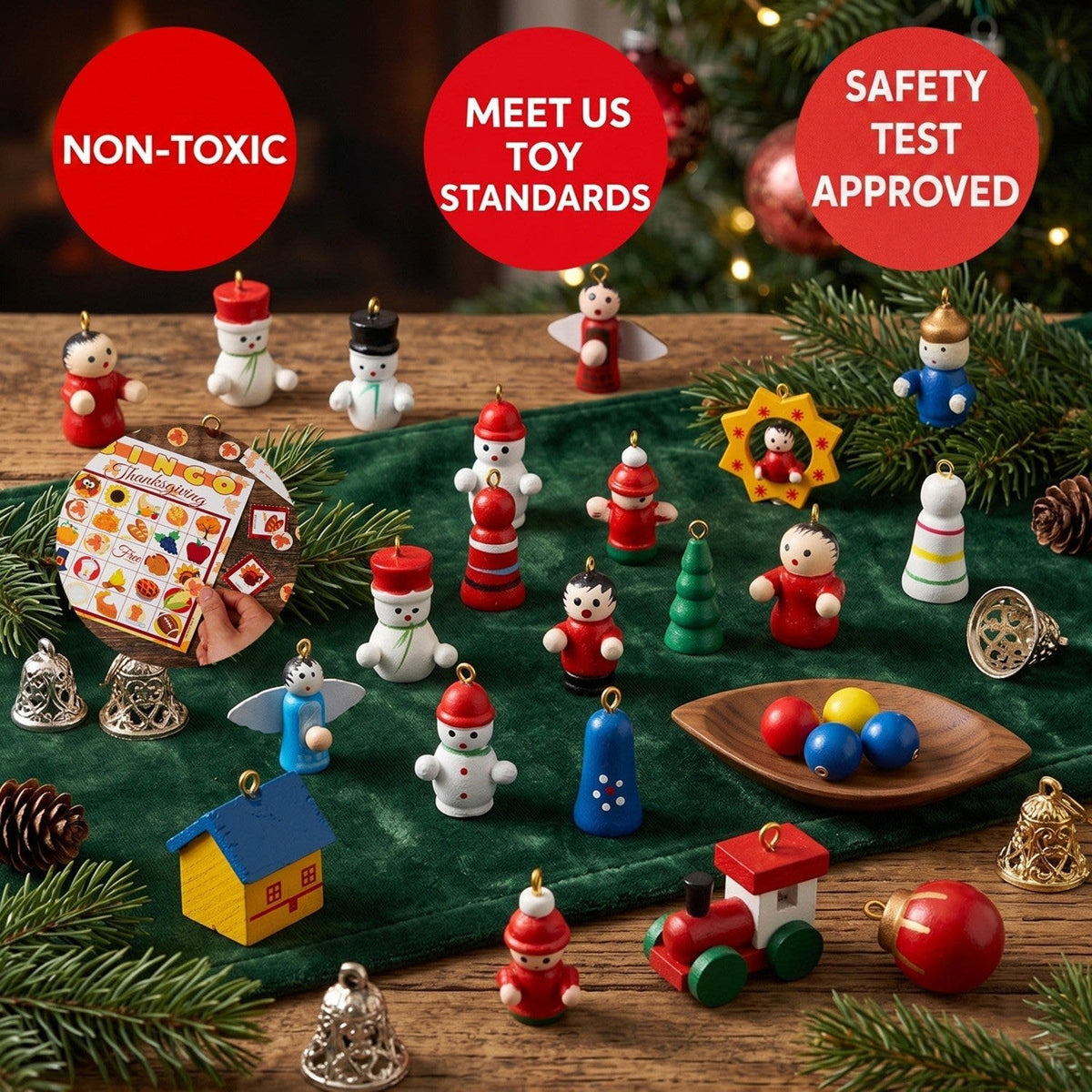 Wooden Christmas Tree Advent Calendar 2026 with 24 Mini Ornaments Holiday Countdown for Kids_4