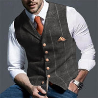 Brett Single Breasted Herringbone Vest