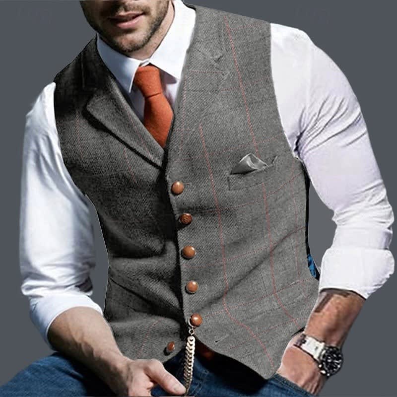 Brett Single Breasted Herringbone Vest
