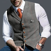 Brett Single Breasted Herringbone Vest