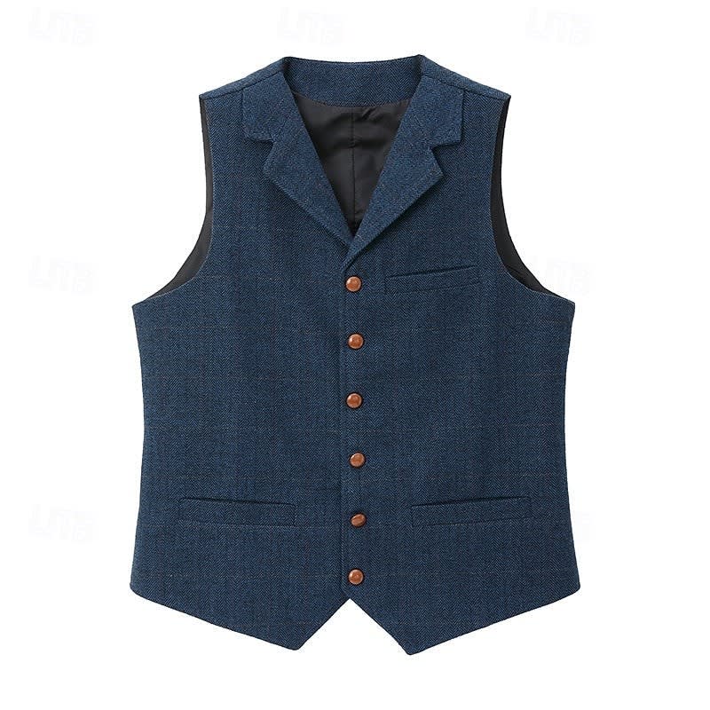 Brett Single Breasted Herringbone Vest