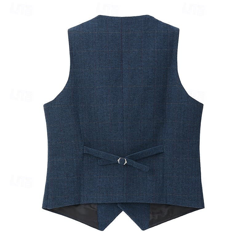 Brett Single Breasted Herringbone Vest_7