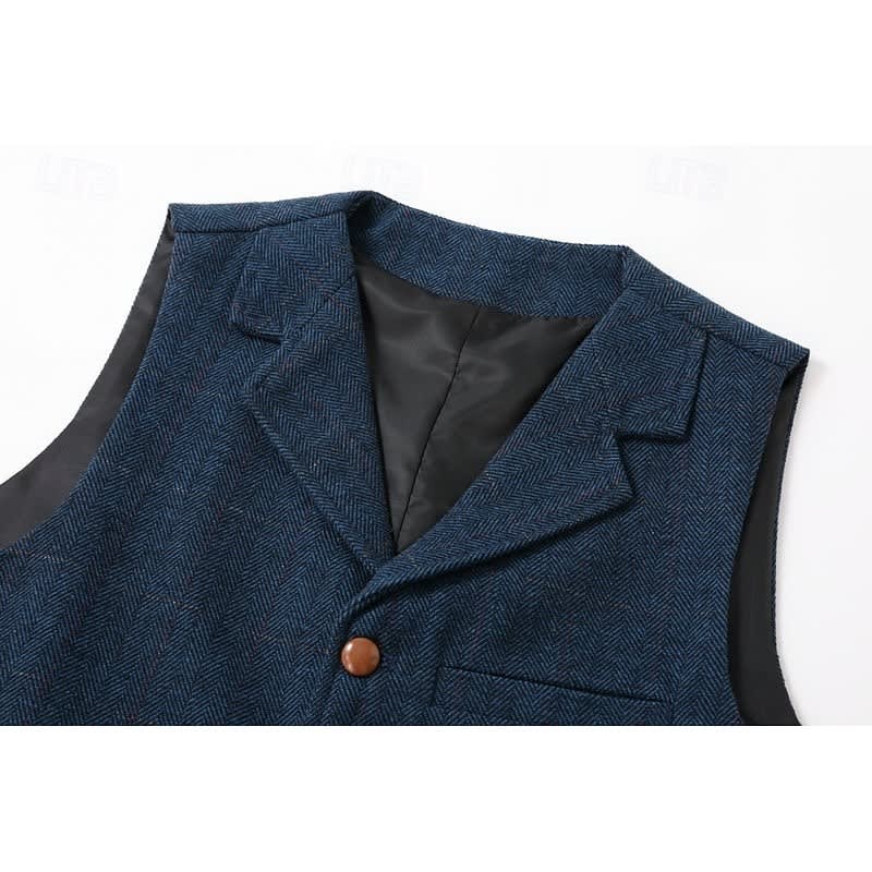 Brett Single Breasted Herringbone Vest_8