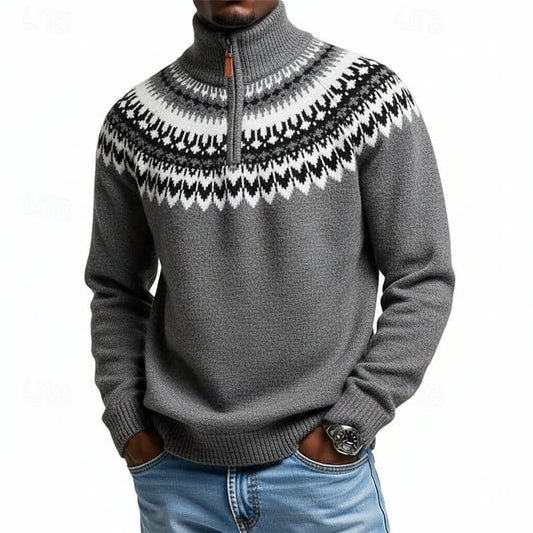 Graham Fair Isle Quarter Zip Sweater_1