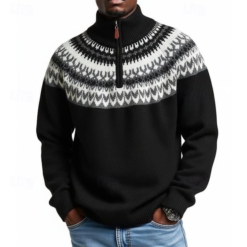 Graham Fair Isle Quarter Zip Sweater_2