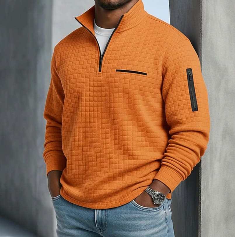 Marcus Waffle Texture Quarter Zip Pullover_1