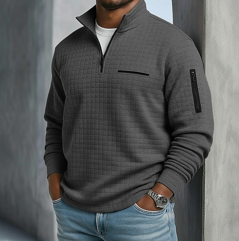 Marcus Waffle Texture Quarter Zip Pullover
