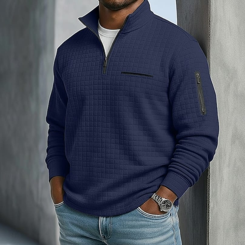 Marcus Waffle Texture Quarter Zip Pullover