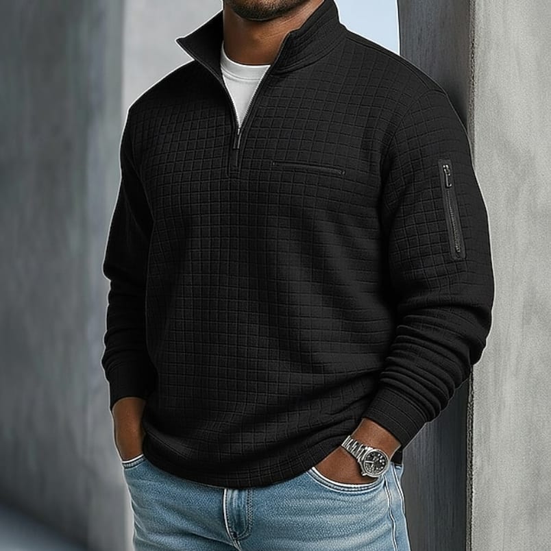 Marcus Waffle Texture Quarter Zip Pullover