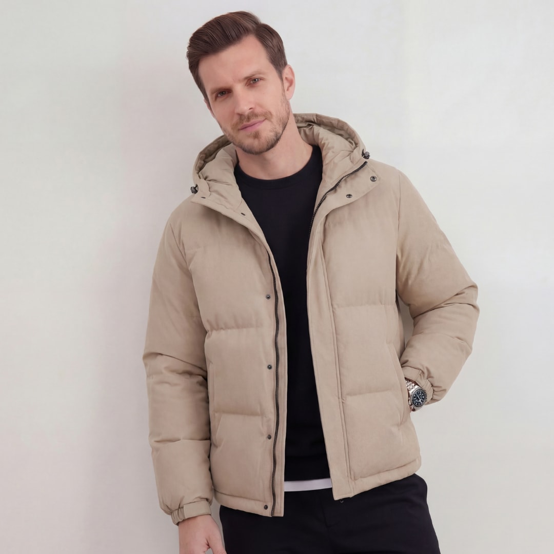 Lockhart Beige Hooded Puffer Jacket