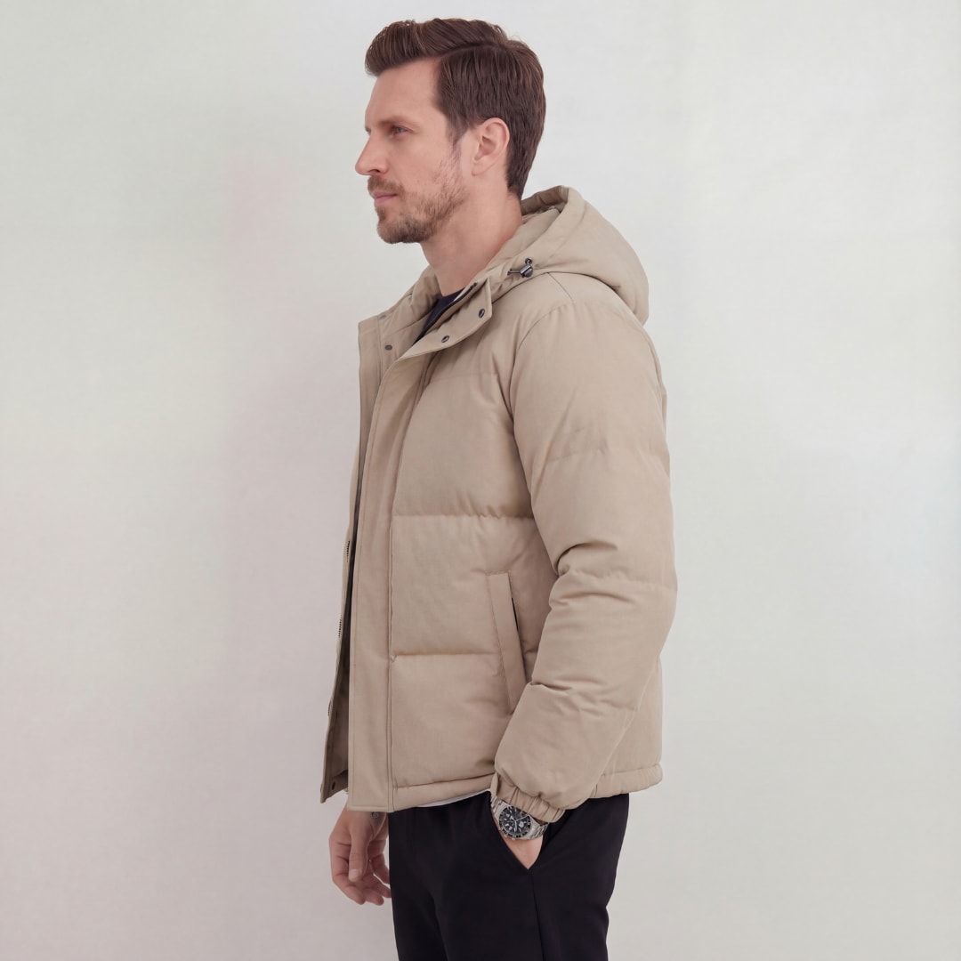 Lockhart Beige Hooded Puffer Jacket_3