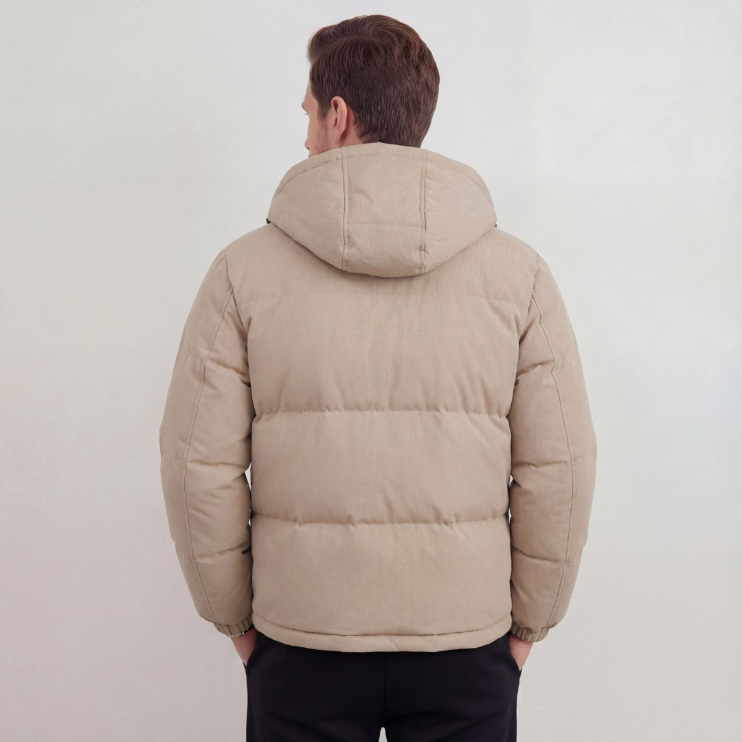 Lockhart Beige Hooded Puffer Jacket_4